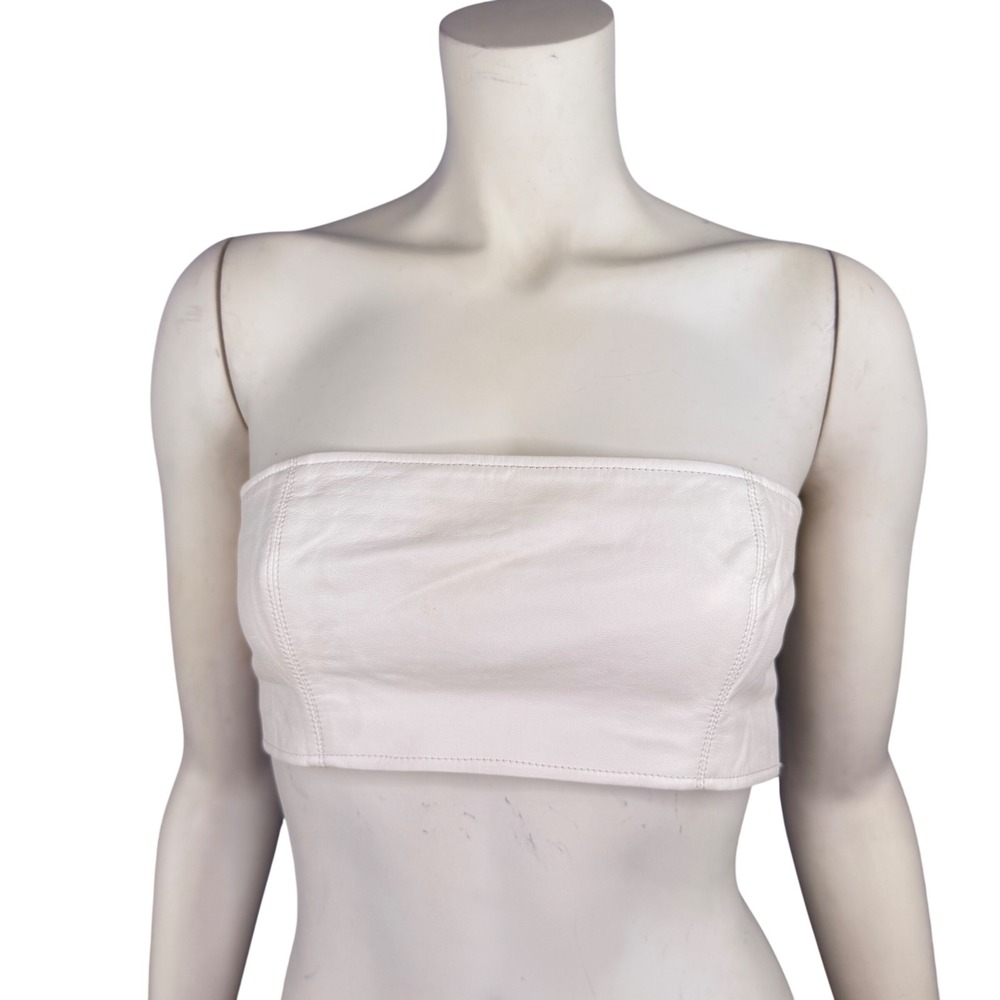 Camila Coelho Ivory Lamb Leather Strapless Cropped‎ Tube Top Size Medium